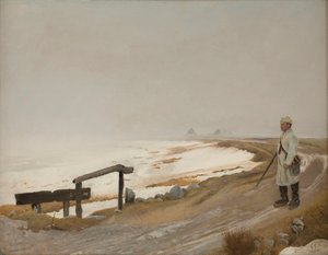 霧深い冬の日。 Karrebaeksminde 作： Laurits Andersen Ring